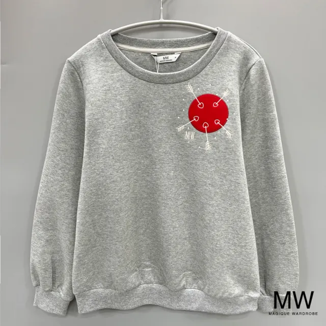 【MAGIQUE WARDROBE】圓領電繡貼布長袖上衣(2色)