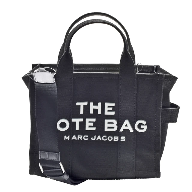 MARC JACOBS 馬克賈伯 經典THE TRAVELER TOTE品牌LOGO帆布手提/斜背包(迷你-黑色M0016493-001)