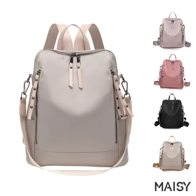 【MAISY】嚴選百搭時髦牛津布後背包(現+預 黑色/杏灰色/粉紅色/粉紫色)