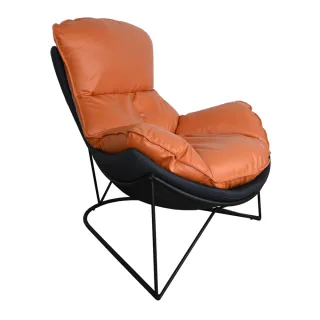 【AOTTO】設計款透氣皮革單人休閒沙發椅(休閒躺椅 沙發椅 單人椅 懶人椅)