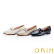 【ORIN】金屬鍊條真皮平底 女 樂福鞋(可可灰)