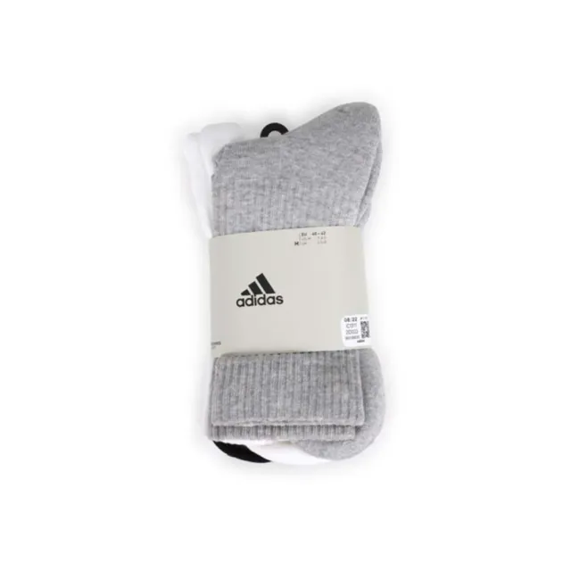 【adidas 愛迪達】男女運動中筒襪-三雙入-襪子 長襪 訓練 愛迪達 灰白黑(IC1311)