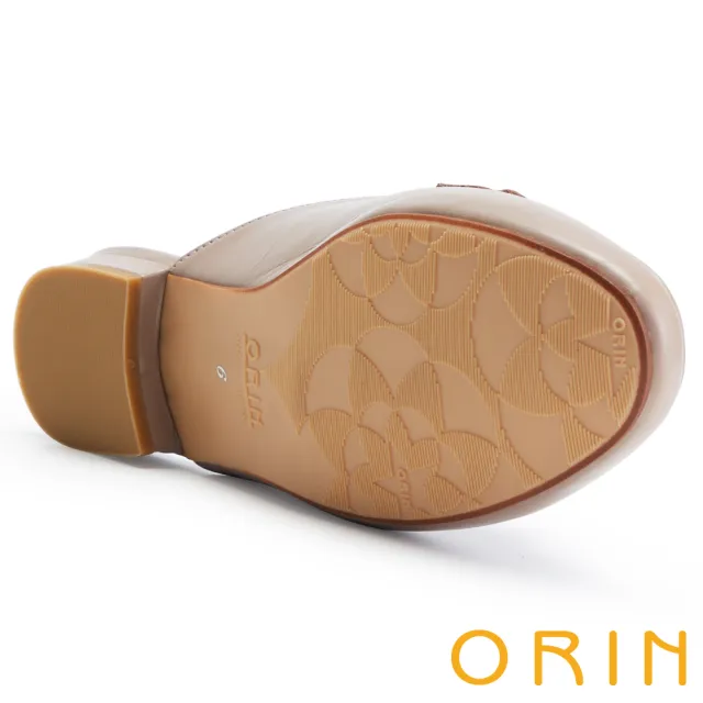 【ORIN】氣質馬蹄釦真皮低跟穆勒鞋(藕色)