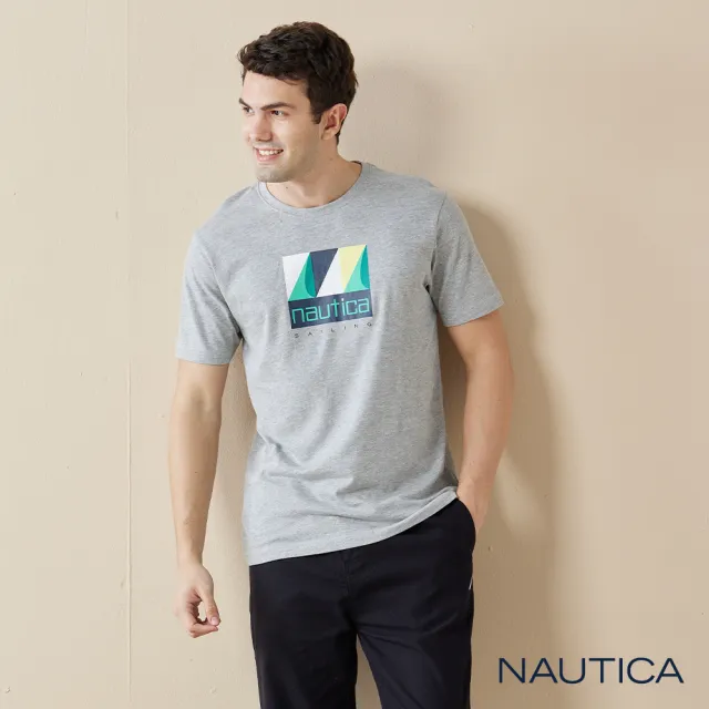 【NAUTICA】男裝 時尚簡約LOGO短袖T恤(灰色)