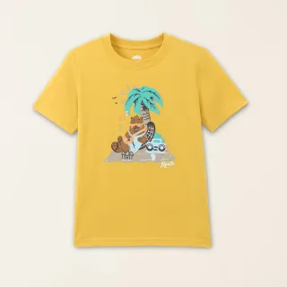 【Roots】Roots大童-海洋生活家系列 熱帶島嶼海狸有機棉短袖T恤(黃色)