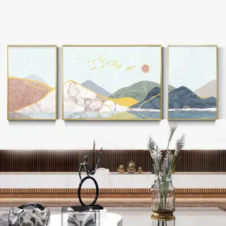 【House Deco 吾所飾室】北歐現代簡約抽象掛畫 兩聯式40*60+120*60cm(客廳裝飾畫室內酒店民宿餐廳牆畫)