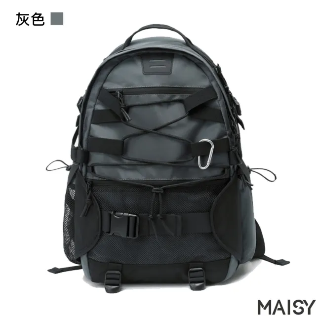 【MAISY】素色百搭街頭風格旅行背包(現+預 灰色／黑色)