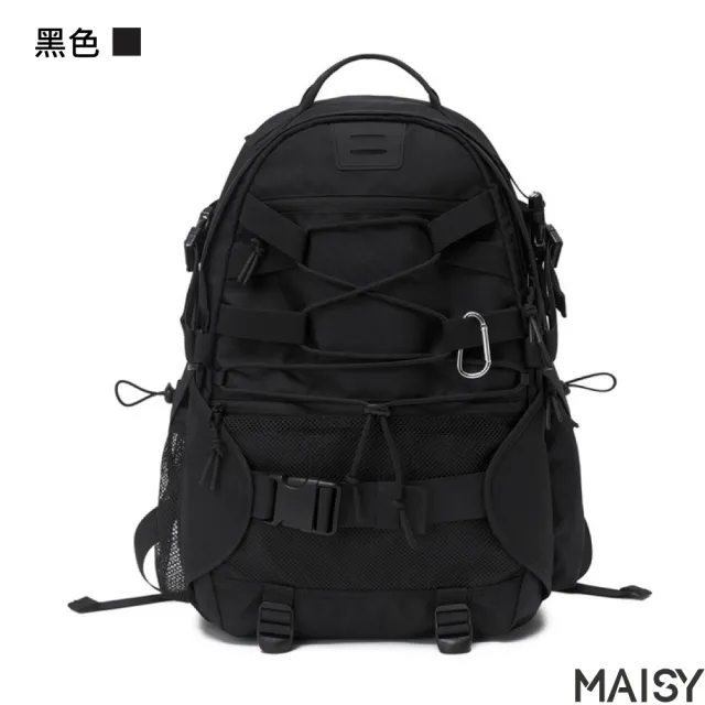 【MAISY】素色百搭街頭風格旅行背包(現+預 灰色／黑色)
