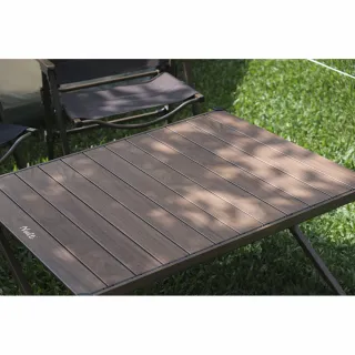 【NUIT 努特】小山屋 鋁合金木紋蛋捲桌 90X70cm 鋁捲桌 炊事桌 萬用桌摺疊仿木紋桌露營桌努特桌(NTT73)