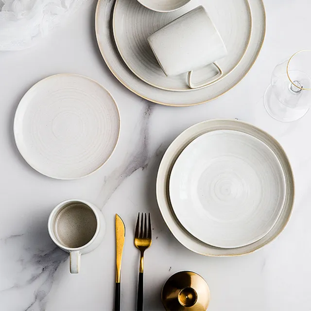 【Royal Duke】白茶手作紋系列-6.7吋盤(陶瓷 盤子 淺盤 餐盤 點心盤 水果盤 餐具)