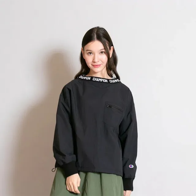 【Champion】官方直營 Womens 口袋長袖Tee-女(黑色)