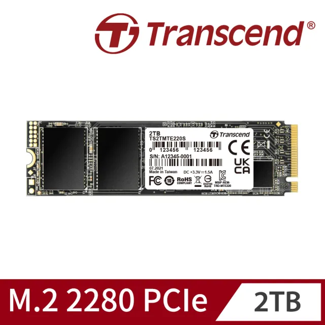 【Transcend 創見】MTE220S 2TB M.2 2280 PCIe Gen3x4 SSD固態硬碟(TS2TMTE220S 新舊包裝隨機出貨)