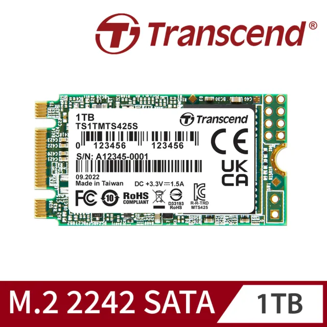 【Transcend 創見】MTS425S 1TB M.2 2242 SATA Ⅲ SSD固態硬碟(TS1TMTS425S 新舊包裝隨機出貨)