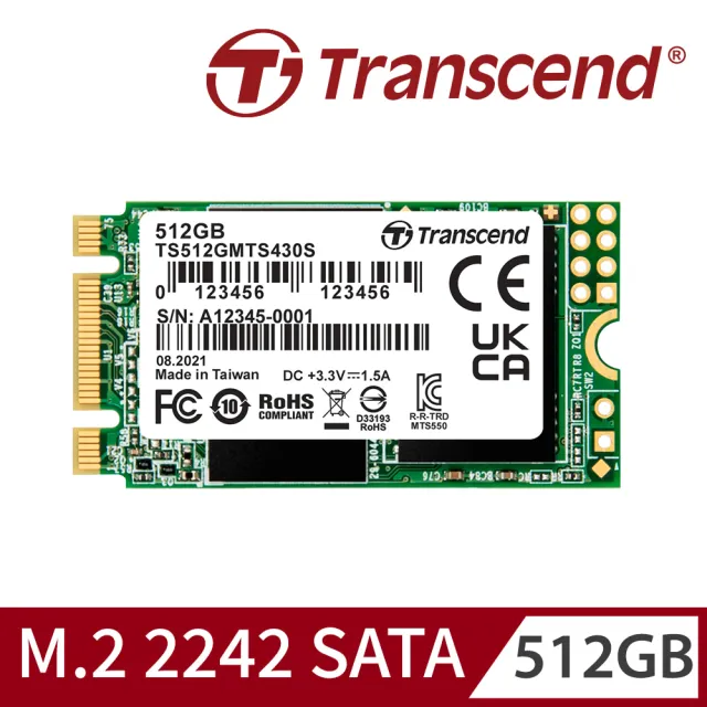 【Transcend 創見】MTS430S 512GB M.2 2242 SATA Ⅲ SSD固態硬碟(TS512GMTS430S)