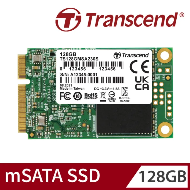 【Transcend 創見】MSA230S 128GB mSATA SATA Ⅲ SSD固態硬碟(TS128GMSA230S 新舊包裝隨機出貨)