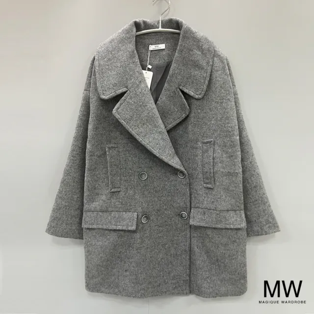 【MAGIQUE WARDROBE】翻領雙排釦羊毛外套大衣(2色)