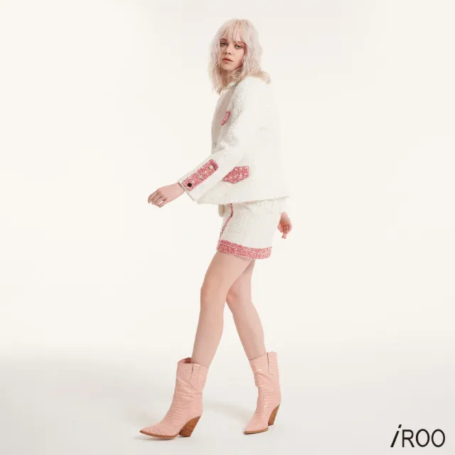 【iROO】花呢撞色短裙