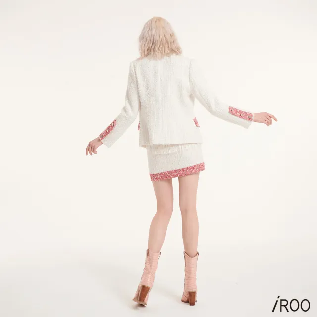 【iROO】花呢撞色短裙