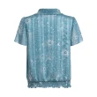 【ILEY 伊蕾】星辰宇宙雪紡印花領結造型上衣(藍色；M-XL；1232081403)