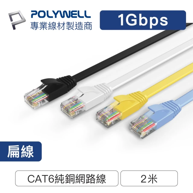 POLYWELL CAT6 高速網路傳輸扁線 /2M