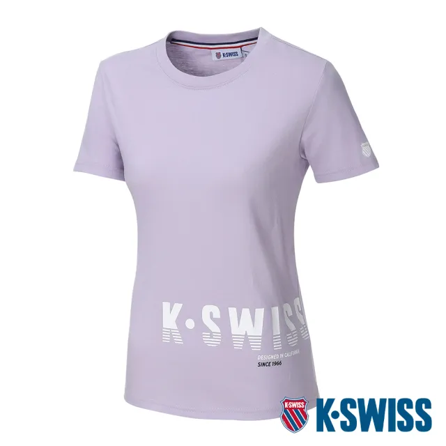 【K-SWISS】棉質吸排T恤 Logo Tee-女-粉紫(198052-592)