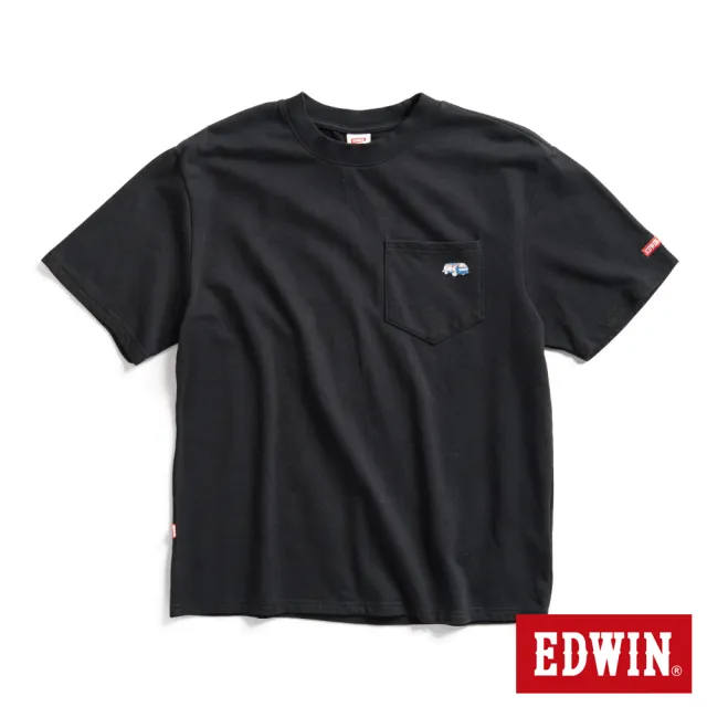 【EDWIN】男裝 口袋寬版短袖T恤(黑色)