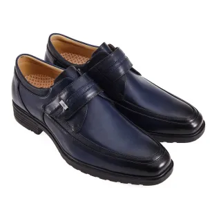 【A.S.O 阿瘦集團】頂級氣墊鞋活氧系列綿羊皮黏帶紳士氣墊鞋(深藍色)