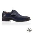 【A.S.O 阿瘦集團】頂級氣墊鞋活氧系列綿羊皮黏帶紳士氣墊鞋(深藍色)