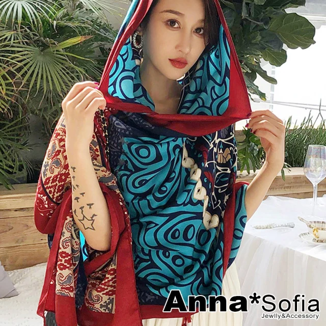 AnnaSofia 柔軟披肩圍巾-異國風流蘇墜 現貨(花現綣騰款)