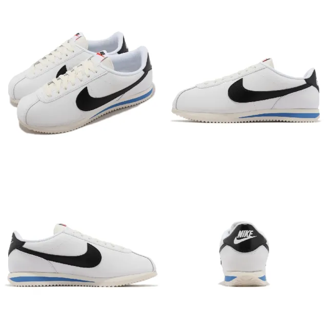 【NIKE 耐吉】休閒鞋 Cortez 男鞋 女鞋 白 黑勾 復古 經典 皮革 阿甘鞋 奶油中底(DM4044-100)