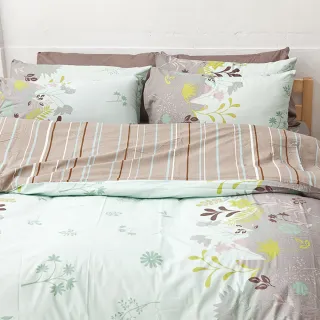 【戀家小舖】100%純棉枕套床包三件組-雙人(香草綠)