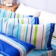 【戀家小舖】100%純棉枕套被套床包四件組-雙人(繽紛特調-藍)