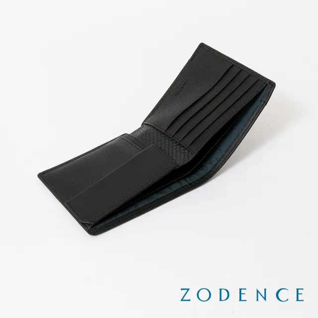 【ZODENCE 佐登司】BLUENOTE進口牛皮4卡零錢袋短夾(黑)