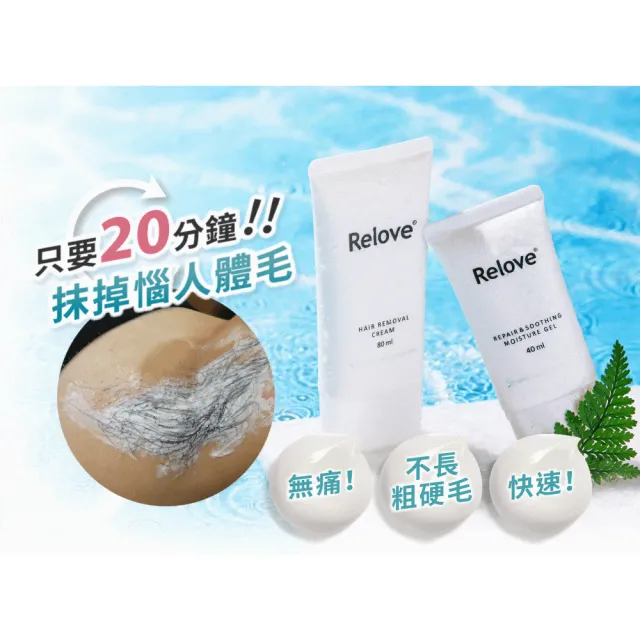 【Relove 官方直營】私密零毛髮美肌組-瞬淨Ku溜零毛髮霜+舒緩高效保濕凝露(25分鐘抹掉惱人體毛)
