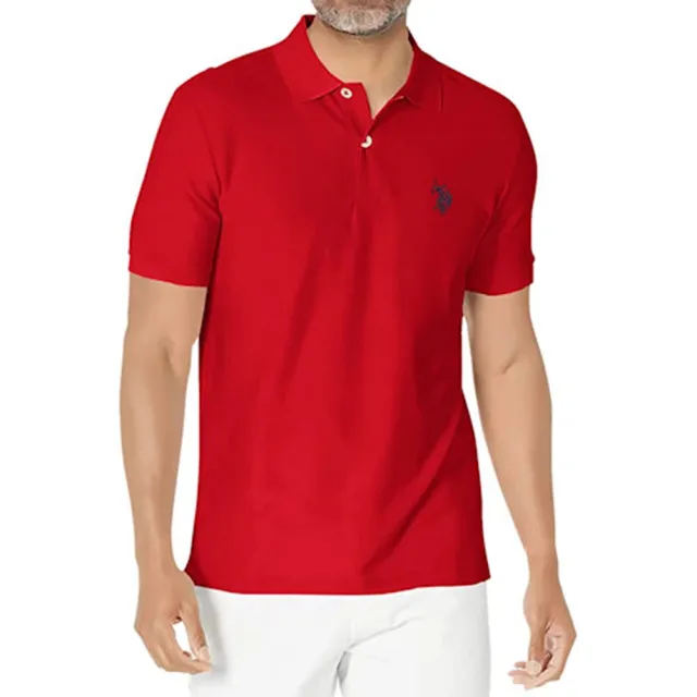 【U.S. POLO ASSN.】2023男時尚小馬球舒爽款紅色短袖POLO-網