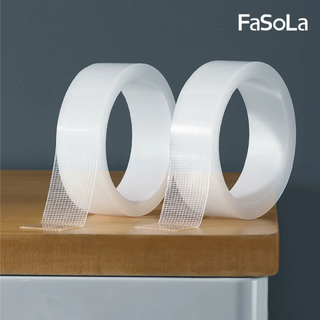 【FaSoLa】萬用無痕不殘膠雙面透明奈米網格膠帶 3M