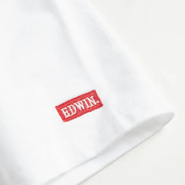 【EDWIN】女裝 露營系列 富士山腳營地LOGO印花短袖T恤(米白色)
