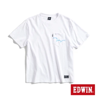 【EDWIN】男裝 EDGE系列 經典Ｗ縫線寬版口袋短袖T恤(白色)