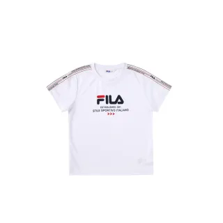 【FILA官方直營】KIDS 童吸濕排汗短袖圓領上衣-白色(1TEX-4309-WT)