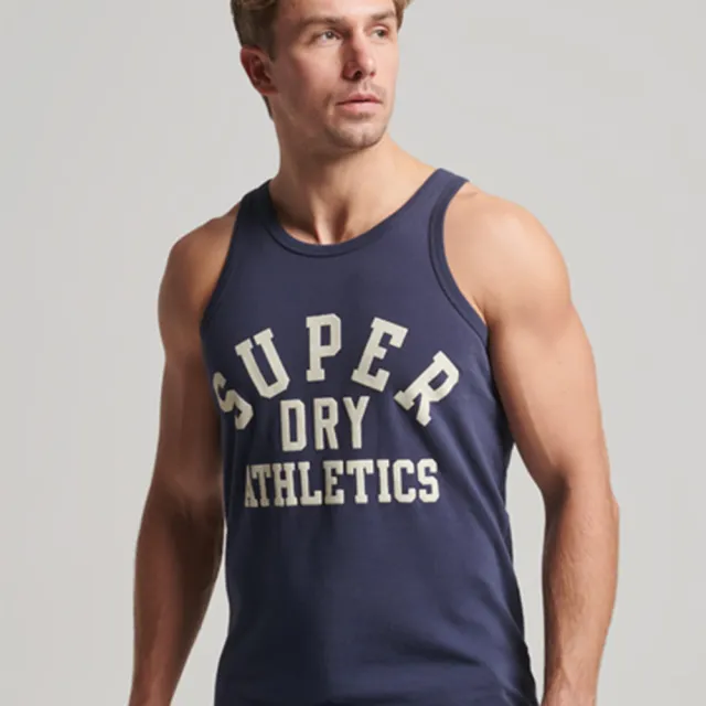 【Superdry】男裝 背心 有機棉 Vintage Gym Athletic(海軍藍)