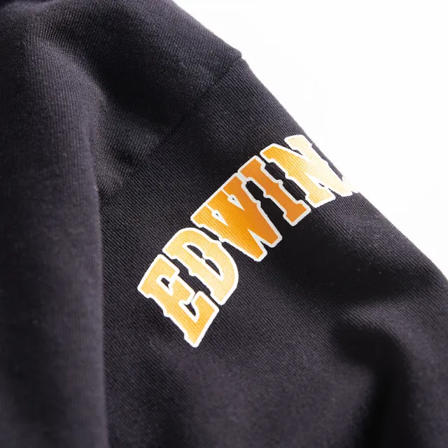 【EDWIN】男裝 橘標 摔角手E君飛踢寬版連帽外套(黑色)
