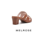 【MELROSE】美樂斯 俐落簡約交叉條帶真皮高跟拖鞋(棕)