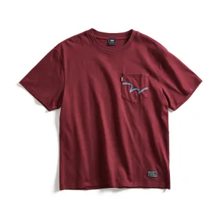 【EDWIN】男裝 EDGE系列 經典Ｗ縫線寬版口袋短袖T恤(朱紅色)