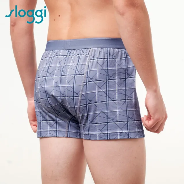 【Sloggi men】CHECKY  經典雙色格紋系列寬鬆平口褲(紳士雅灰)