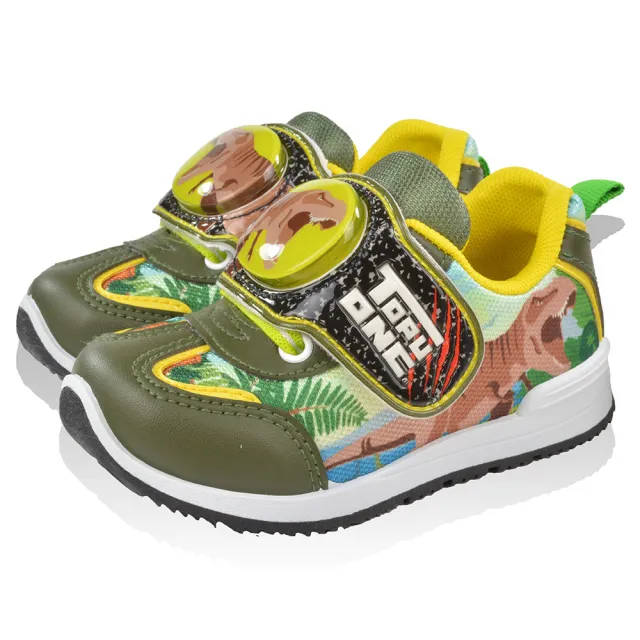 【TOPU ONE】15-22cm兒童鞋 電燈鞋 休閒鞋 恐龍輕量減壓防臭(藍&綠色)