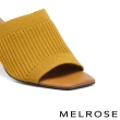 【MELROSE】美樂斯 簡約美學飛織布方頭高跟拖鞋(黃)
