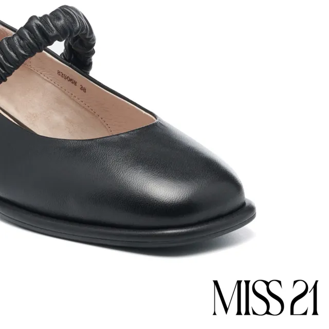 【MISS 21】復古小優雅羊皮大方頭瑪莉珍高跟鞋(黑)