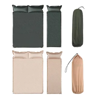 【DREAMCATCHER】自動充氣可拼接帶枕床墊 三人拼接款(充氣床墊/帶枕床墊/戶外/露營/野餐)