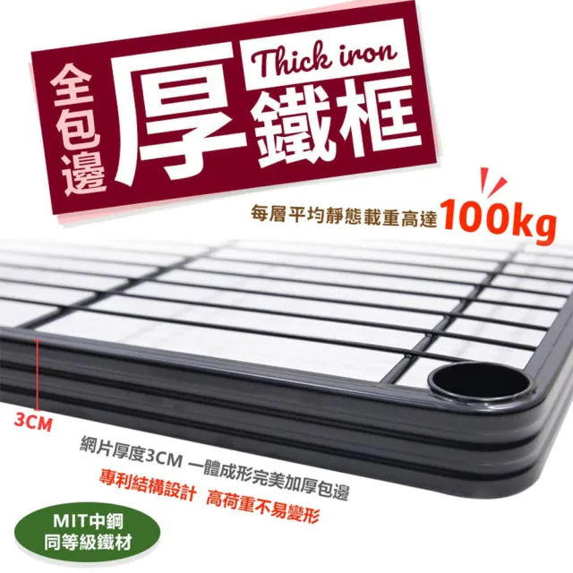 【居家cheaper】45X90X98CM厚鐵框圍籬款三層收納推車(波浪架/層架/置物架/儲藏架/貨架/耐重鐵架)