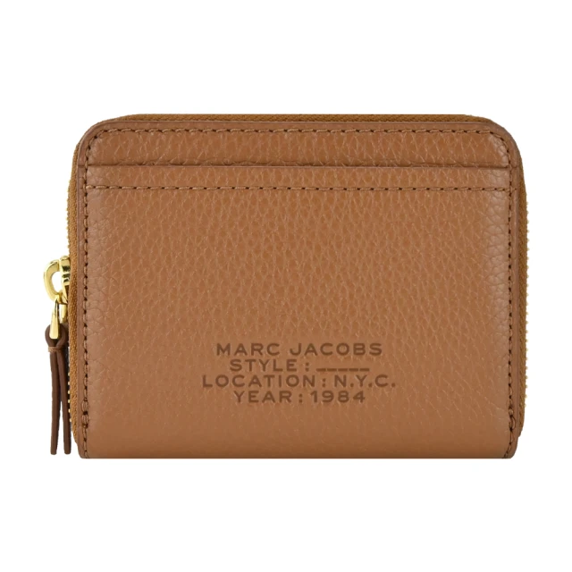 MARC JACOBS 馬克賈伯 THE LEATHER ZIP壓印LOGO拉鍊卡片零錢包(棕)